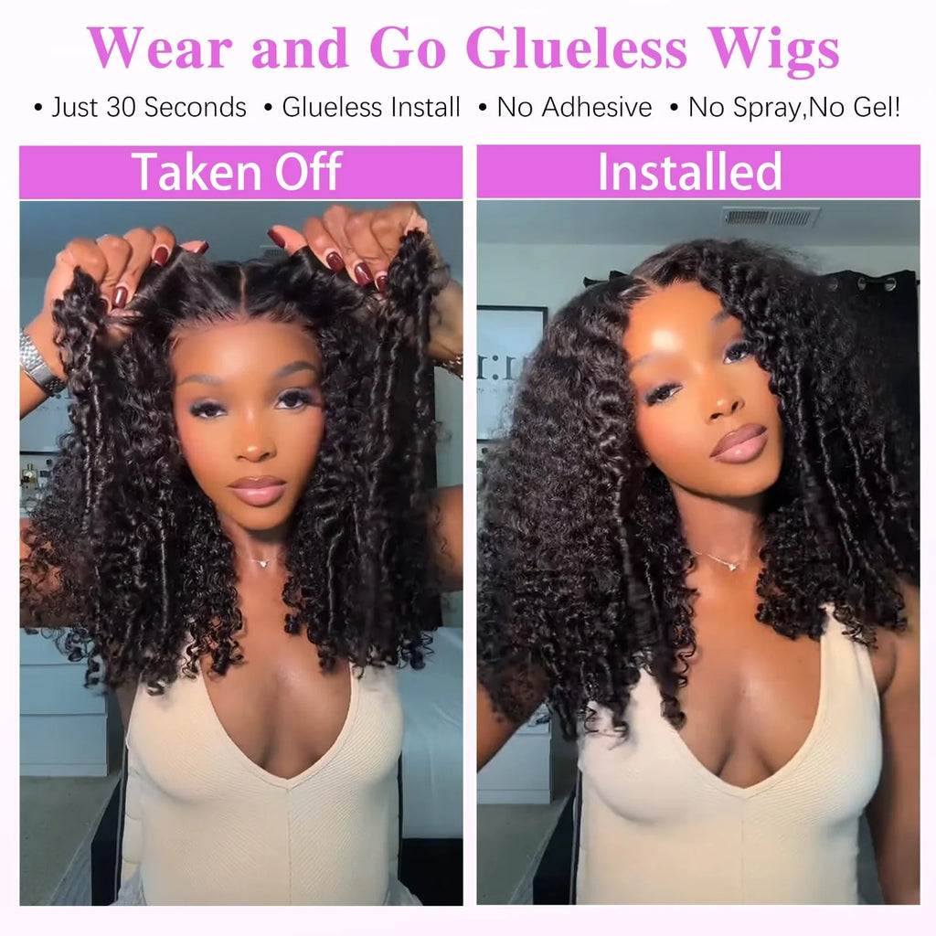 13x6 HD Burmese Curly Human Hair Wig Glueless Wear And Go 100% Human Hair Water Wave Wigs with Spiral End for Women 300% Density