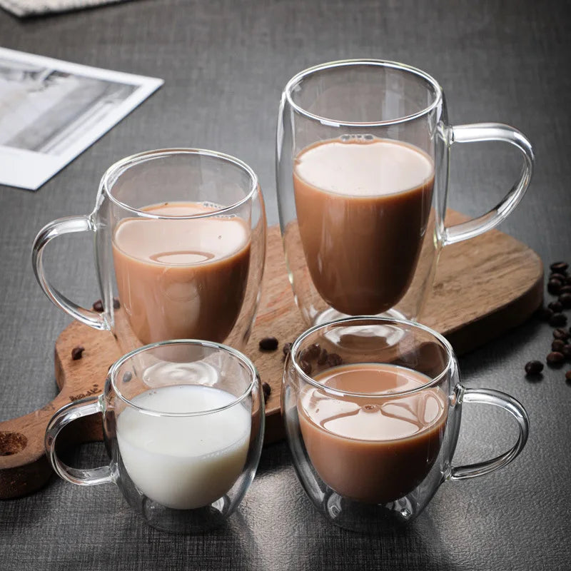 Double Wall High Borosilicate Glass Mug Heat Resistant Tea Milk Lemon Juice Coffee Water Cup Bar Drinkware Lover Gift Creativity