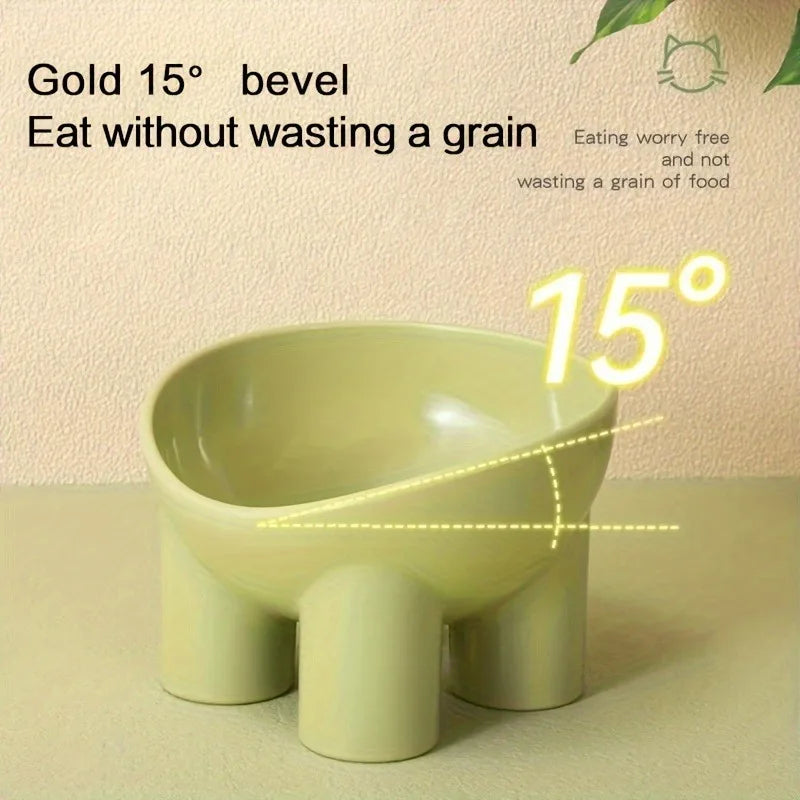 Elevated Cat Bowl with Stand - Durable Plastic Pet Food & Water Dish, Sleek Modern Neck-Friendly Feeding for Cats & Dogs