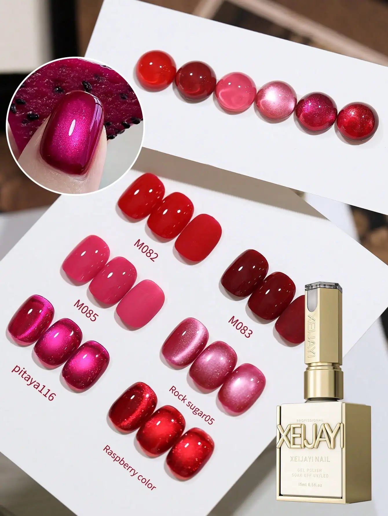 XEIJAYI 6pcs cat‘s eye nail polish gel 2025 new style Pink cat eye nail art suitable for women's nail salon design