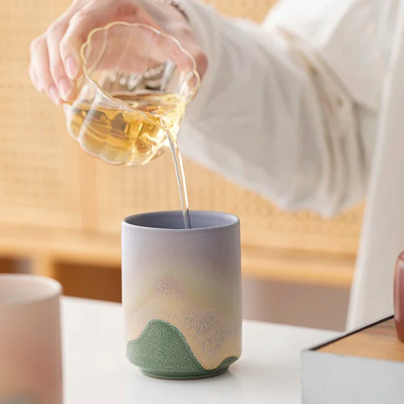 Japanese CeramicTeaCup - Handmade RoughPotteryMaster Cup for GongfuBrewing Coffee & Water Traditional Kiln-Fired Tea Tasting Set