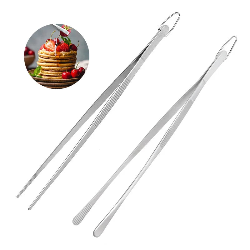 HOT! 30CM Kitchen Tweezers Fine Tweezer Tongs Extra-Long Stainless Steel Cooking Tweezers For BBQ Cooking Bartending Tools