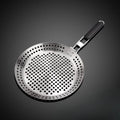 Round Hollowed-out Wooden Handle Barbecue Plate Outdoor Vegetable Barbecue Plate Outdoor Portable BBQ Grill Pan