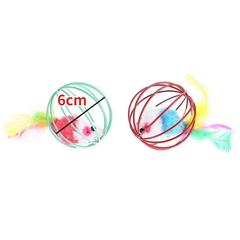 Cat Pet Toy - Random Color Mouse Ball Cage for Kittens - Pet Supplies and Accessories for Felines