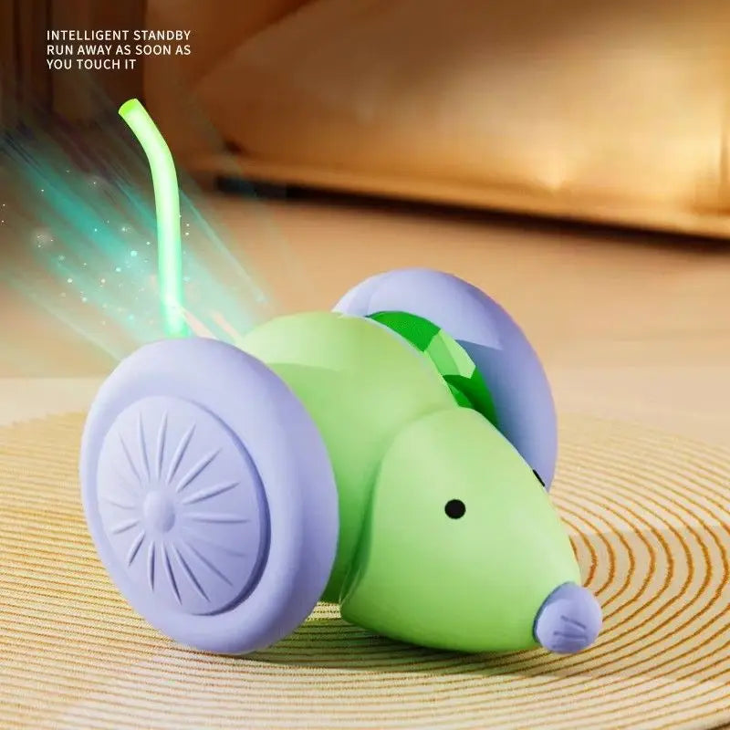 Hot Electric Mouse Car Interactive Cat Toy Rechargeable Automatic Kitten Toy Intelligent Obstacle Avoidance Cat Toy