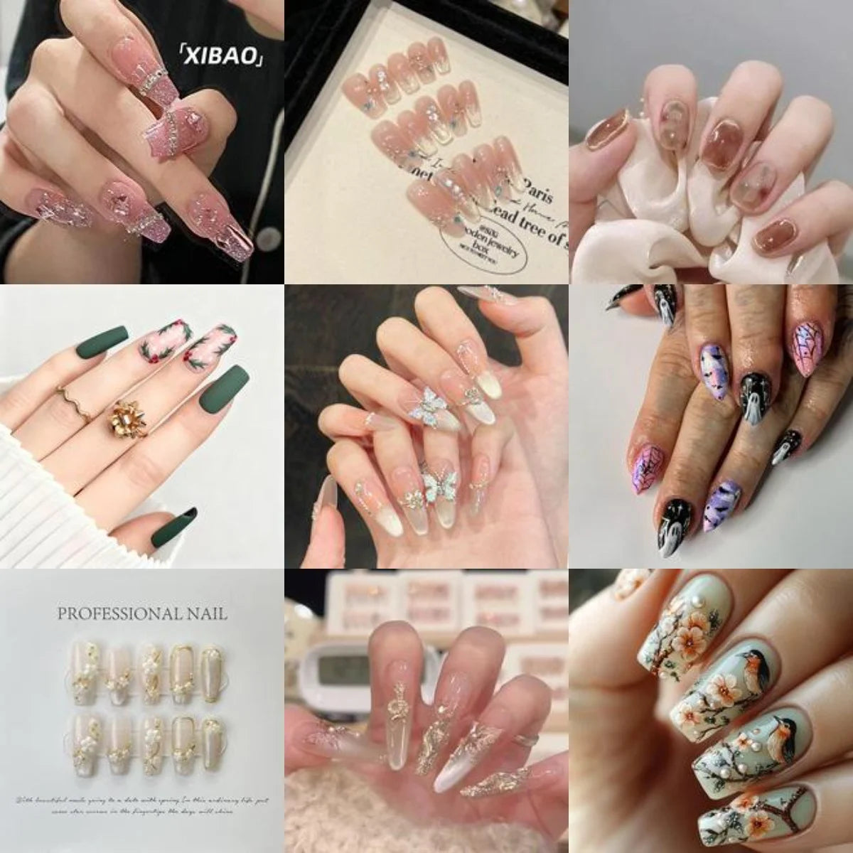10pcs Sweet False Nail Patches Detachable Fake Nail Tips With Bowknots Love Heart Pearl Design Pink Almond Korean Press On Nail