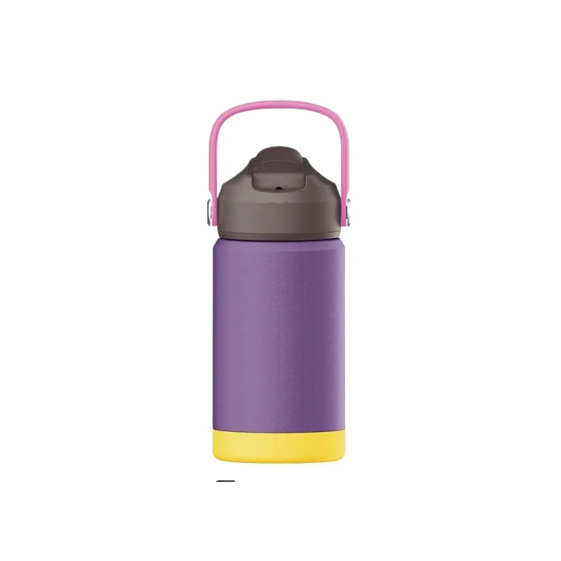 Children's Fashion Macaron Water Cup Thermos Cup Cute Childlike Fun with Handle Portable Anti-drop Silicone Cover Water Cup