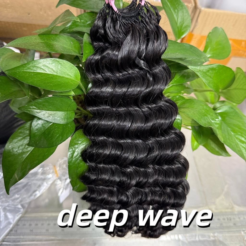 NABI Crochet Human Hair Bundles Pre-Separated Invisible 100% Human Hair DeepWave 16-24inch 100g/pc for Bora Boho Braids