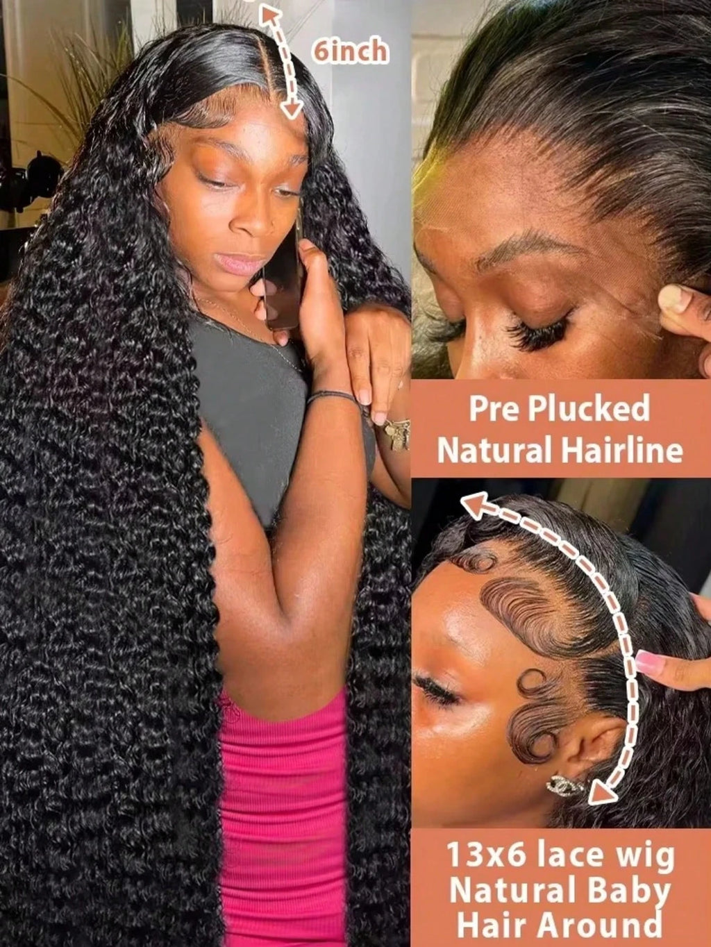 Deep Wave Human Hair Wig 210 Density Hd Lace Wig 13x6 Human Hair 30 40 Inch Pre Plucked Brazilian Curly Human Hair Wig For Women