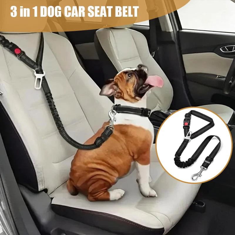 Dog Seat Belt for Car Elastic Headrest Restraint Pet Seatbelt Adjustable Safety Tether Shock Absorb Bungee Dog Leash Reflective