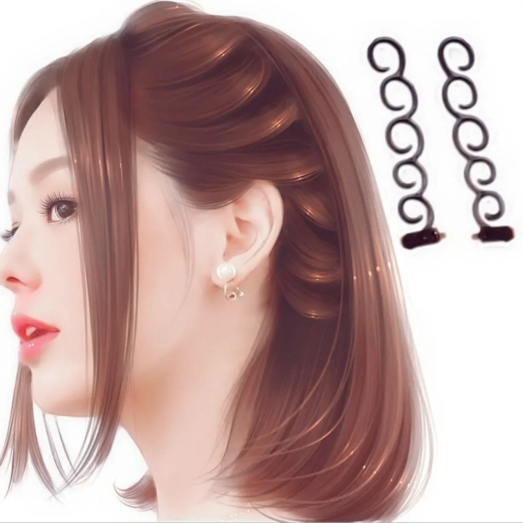 2PCS Women Fashion Flower Magic Hair Clip Bride Stylist Queue Twist Plait Hair Braid DIY Hairstyle Styling  Hair Accessory 2023