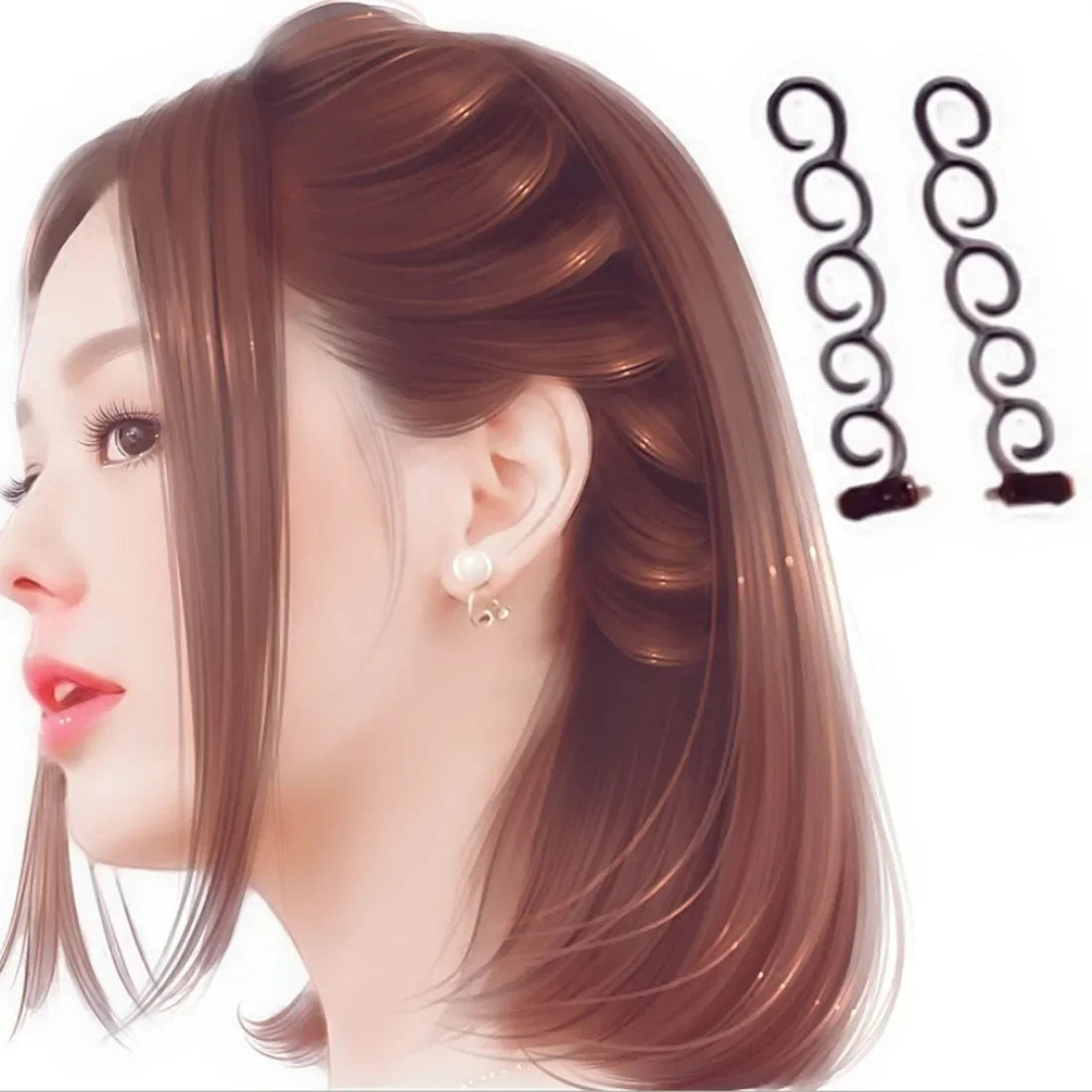 2PCS Women Fashion Flower Magic Hair Clip Bride Stylist Queue Twist Plait Hair Braid DIY Hairstyle Styling  Hair Accessory 2023