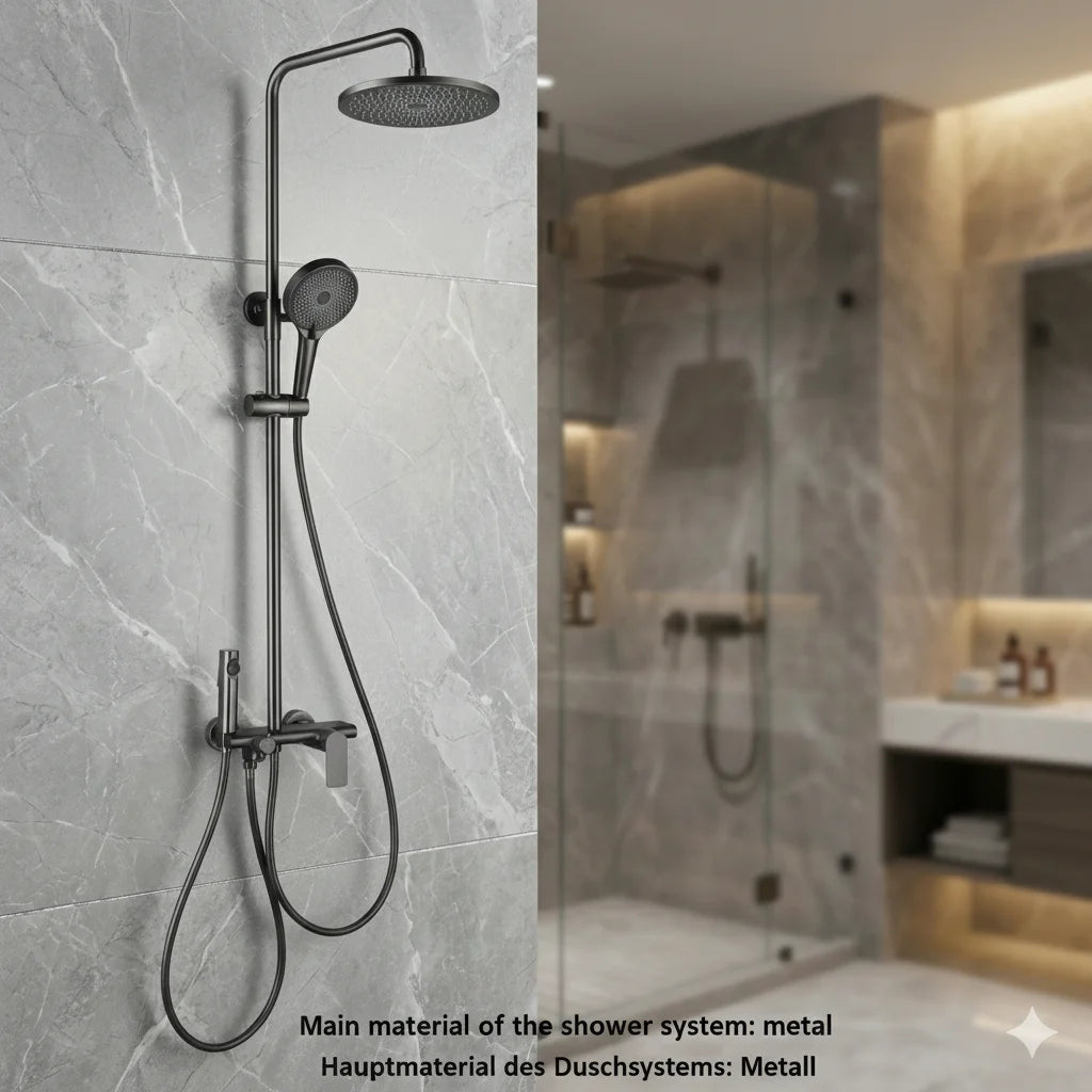 9 Inch Shower Head High Pressure Cold and Hot Rainfall Shower Head Set Large Panles Handheld Shower System Bathroom Accessories
