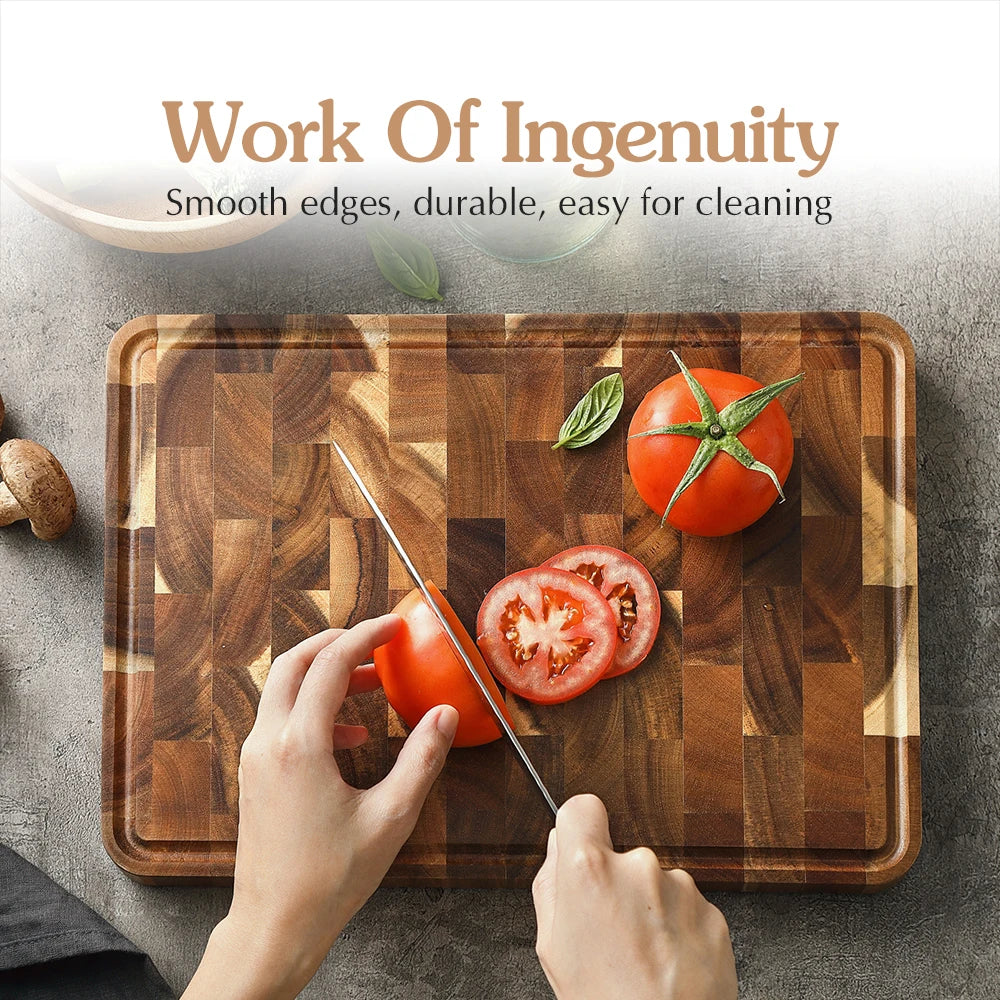 XINZUO Acacia Wood Cutting Board Cut Bread Fruit Meat Quality Kitchen Wooden Chopping Blocks Non-slip Kitchen Tools