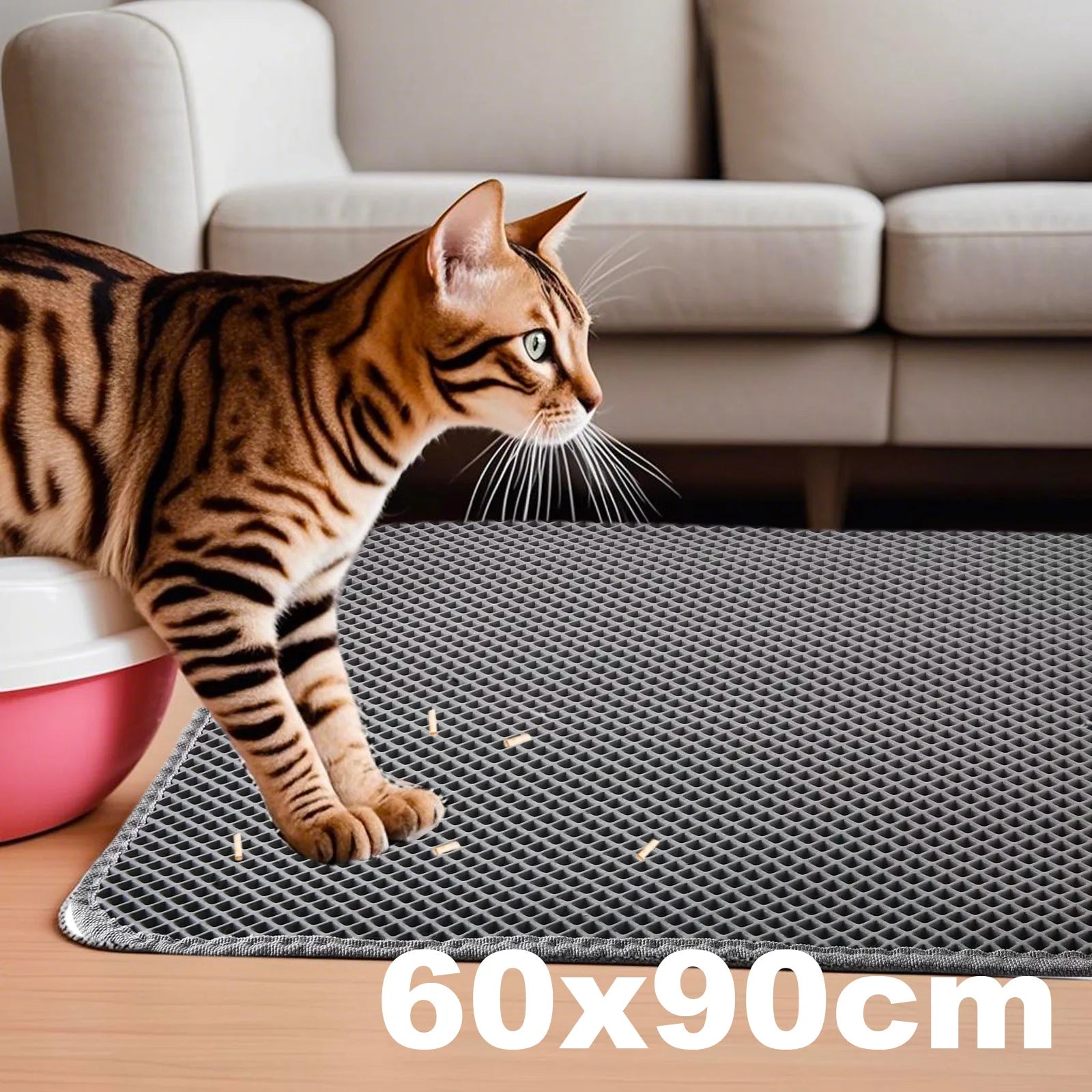 Pet Cat Litter Mat Waterproof Double Layer Cat Litter Trapping Pet Litter Box Mat EVA Clean Pad Winter Cats Accessories