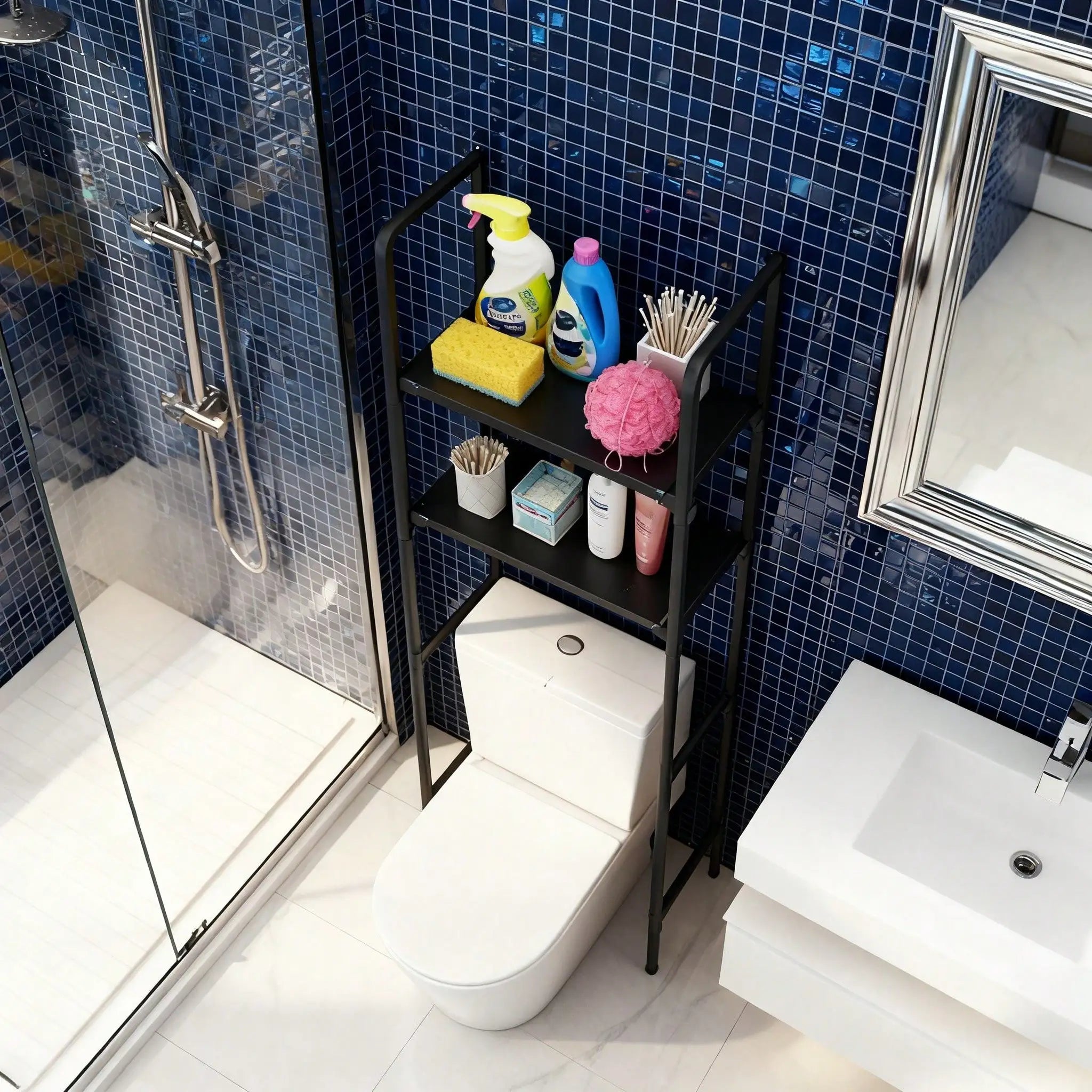 Multi-Layer Metal Freestanding Bathroom Rack - Towel Bar, Space-Saving Sturdy Organizer