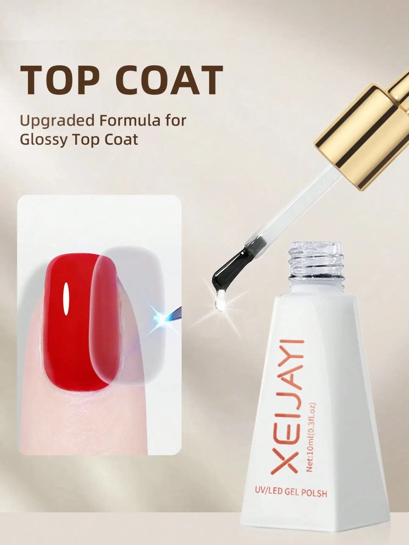 1pc Professional High Gloss UV/LED Gel Top Coat, Upgraded Formula for Long Lasting Shiny & Durable Finish