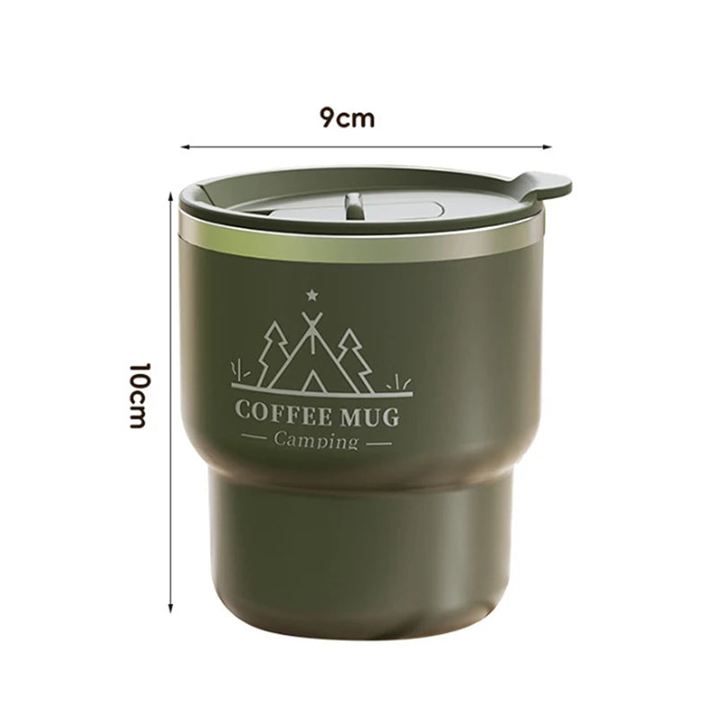 Student Portable Sealed Tumbler 400ML Thermal Cup 304 Stainless Steel Double Layer Insulated Water Cup Office Milk Coffee Mug