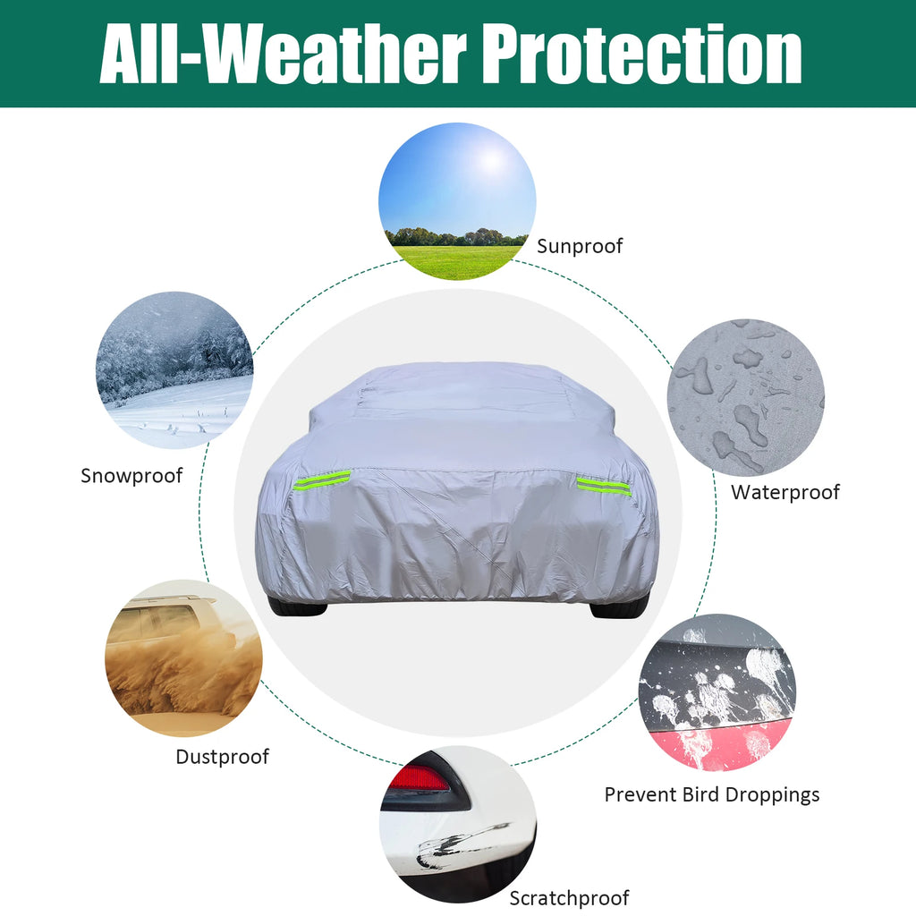 200"-210" Universal for Car Cover Waterproof All Weather Fit Sedan Length