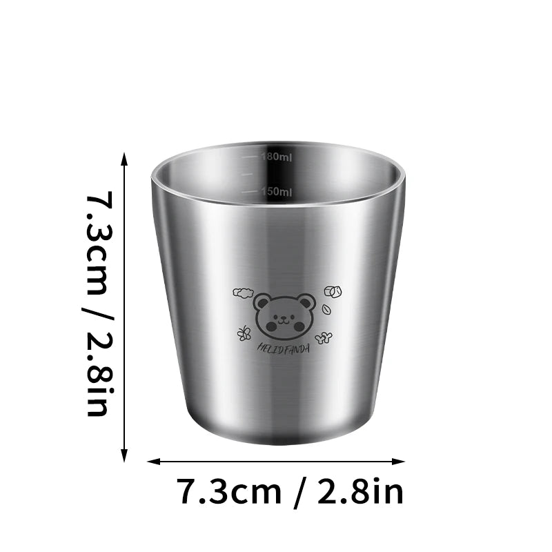 WORTHBUY Milk Cup With Scale Stainless Steel Double Layer Kid Milk Mugs Anti Scalding Kindergarten Drinkware Camping Cup Tea Mug