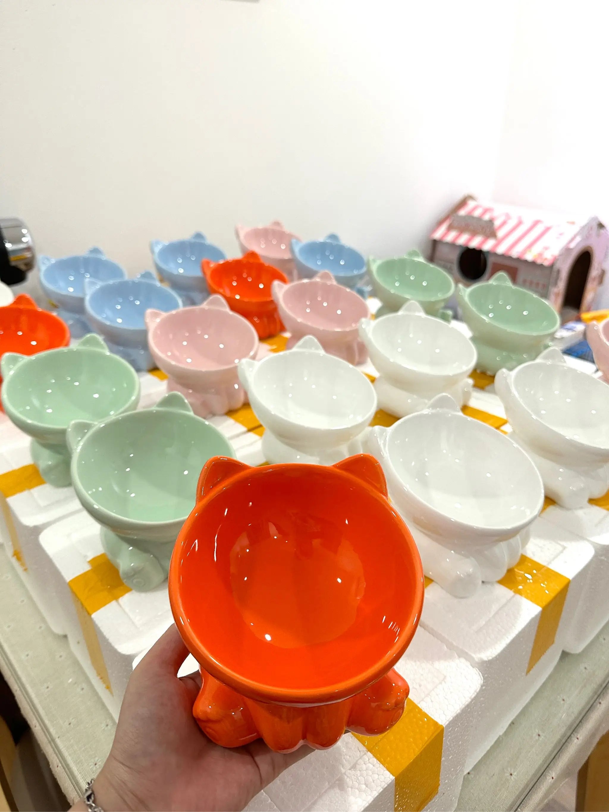 Ceramic Pet Food Bowl Tilt High Bottom Neck Protector Bowl Antichoking Dog and Cat Water Bowl Antidumping Dog Feeding Supplies