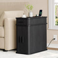 Fluted End Table with Charging Station, Narrow Side Table with Drawers, Wood Skinny Nightstand with Storage,, Customized