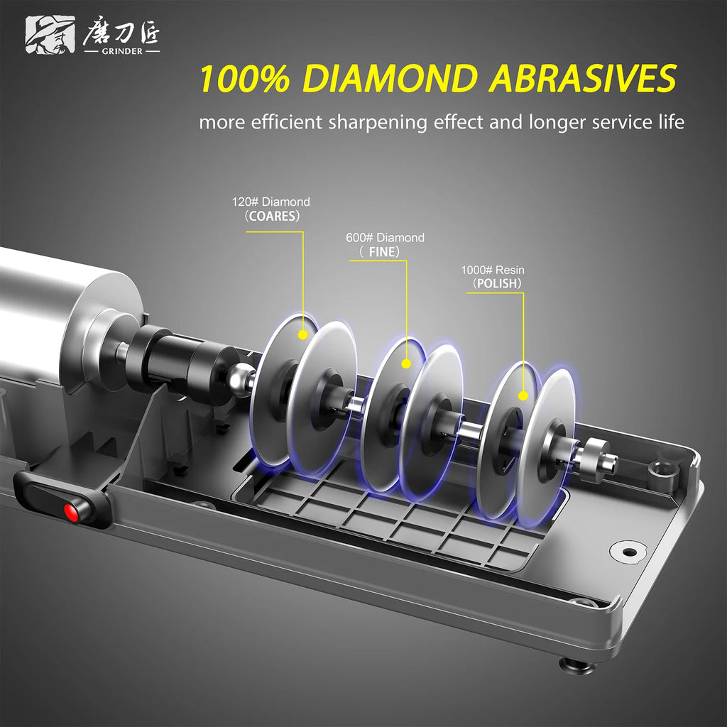 Three-Speed Electric Tool Sharpener Precise 15° Sharpening Easy Blade Replacement Features Sharpening and Polishing