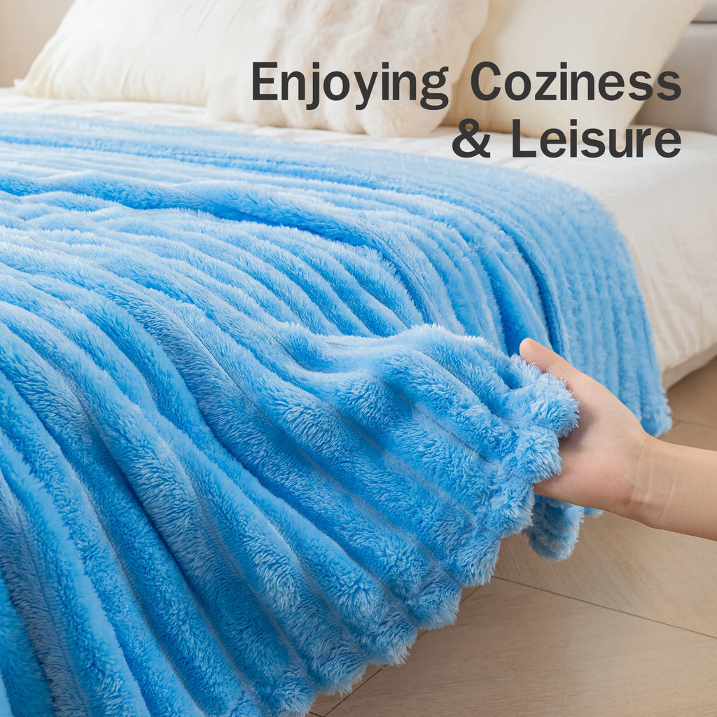 1pc flannel blanket, comfortable and warm sofa blanket, ultra soft striped nap blanket suitable for bedroom and dormitory blanke