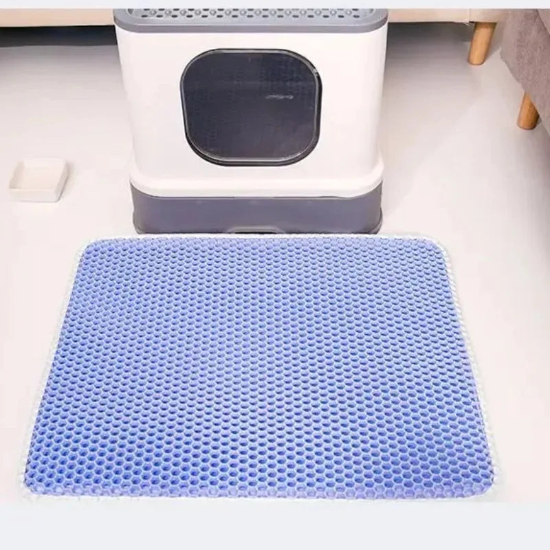 Double-Layer Honeycomb Cat Litter Mat Waterproof Anti-Slip for All Ages Cats Litter Box Floor Protector Durable and Easy Clean