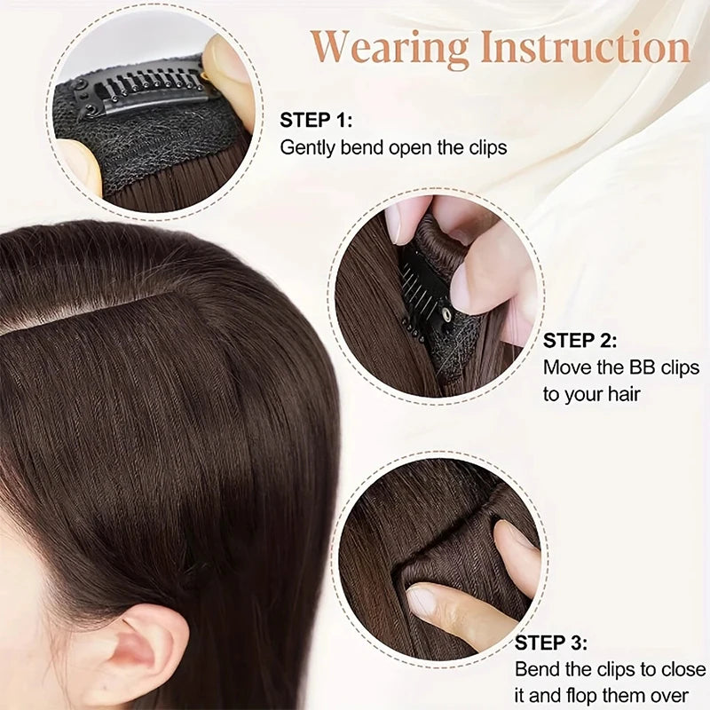 Synthetic Invisable Seamless Hair Pads Clip In Increase Hair Volume Hair Extensions Top Side Cover Hairpiece for Women