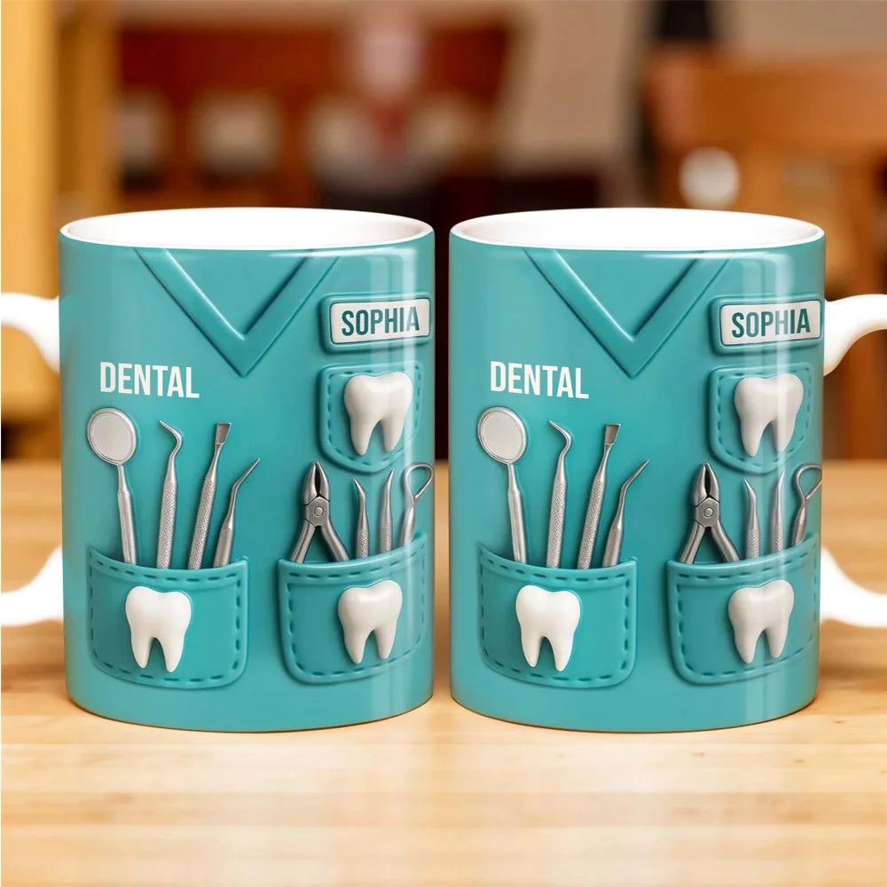 【Custom Dentist Mug】Personalized Dentist Coffee Cup with Name & Logo, 11oz Ceramic Doctor Water Mug, Gift for Dentist,