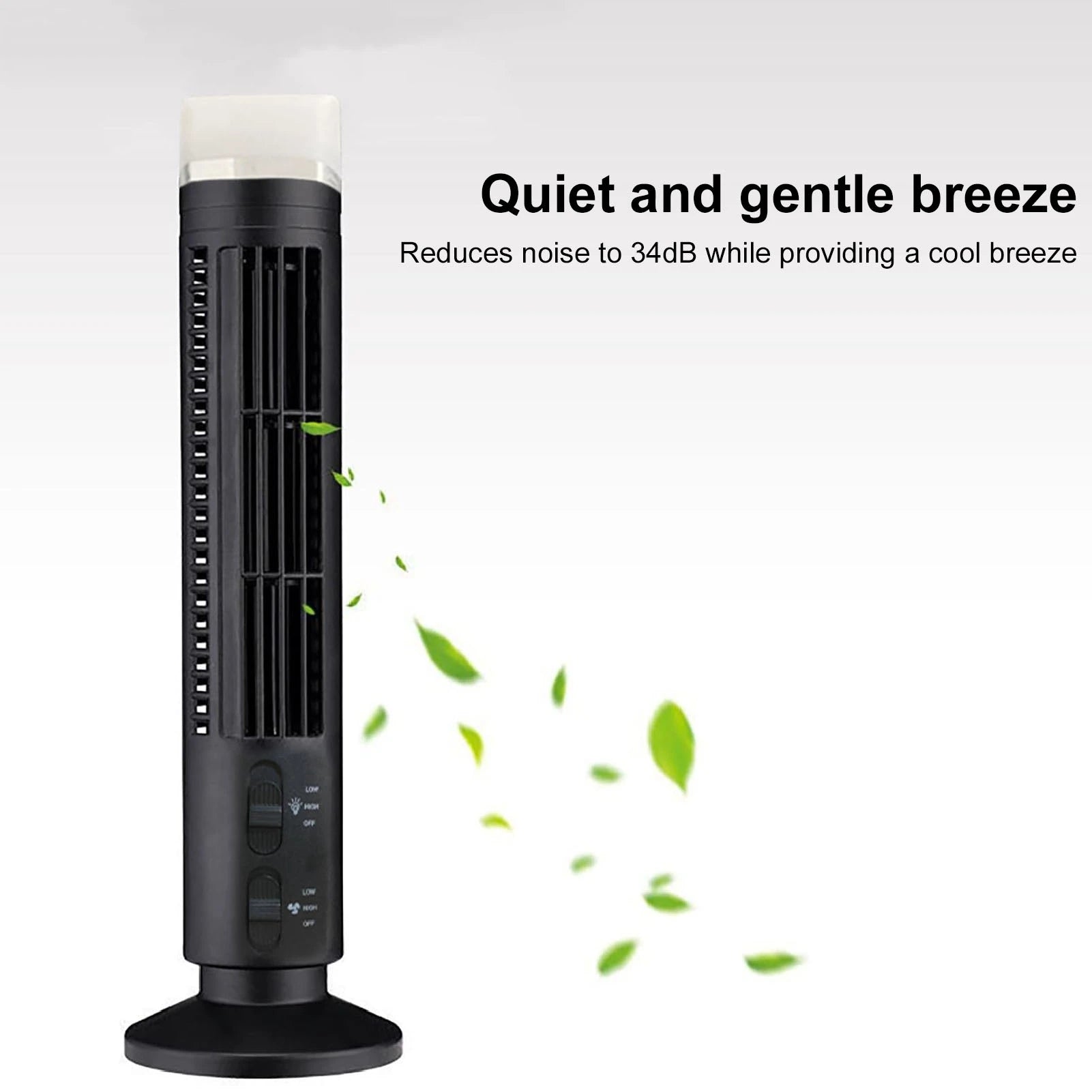 Bladeless Tower Fan Portable USB Desk Fan with Light for Home Bedroom  Desk Fan
