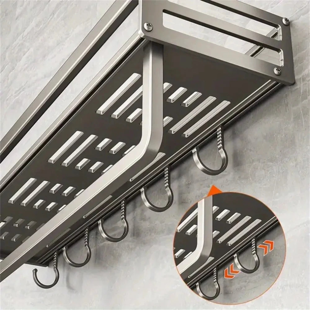 1 Piece Wall-Mounted Kitchen Seasoning Storage Rack Rag Towel Hook Multifunctional Storage Rack Wall-Mounted