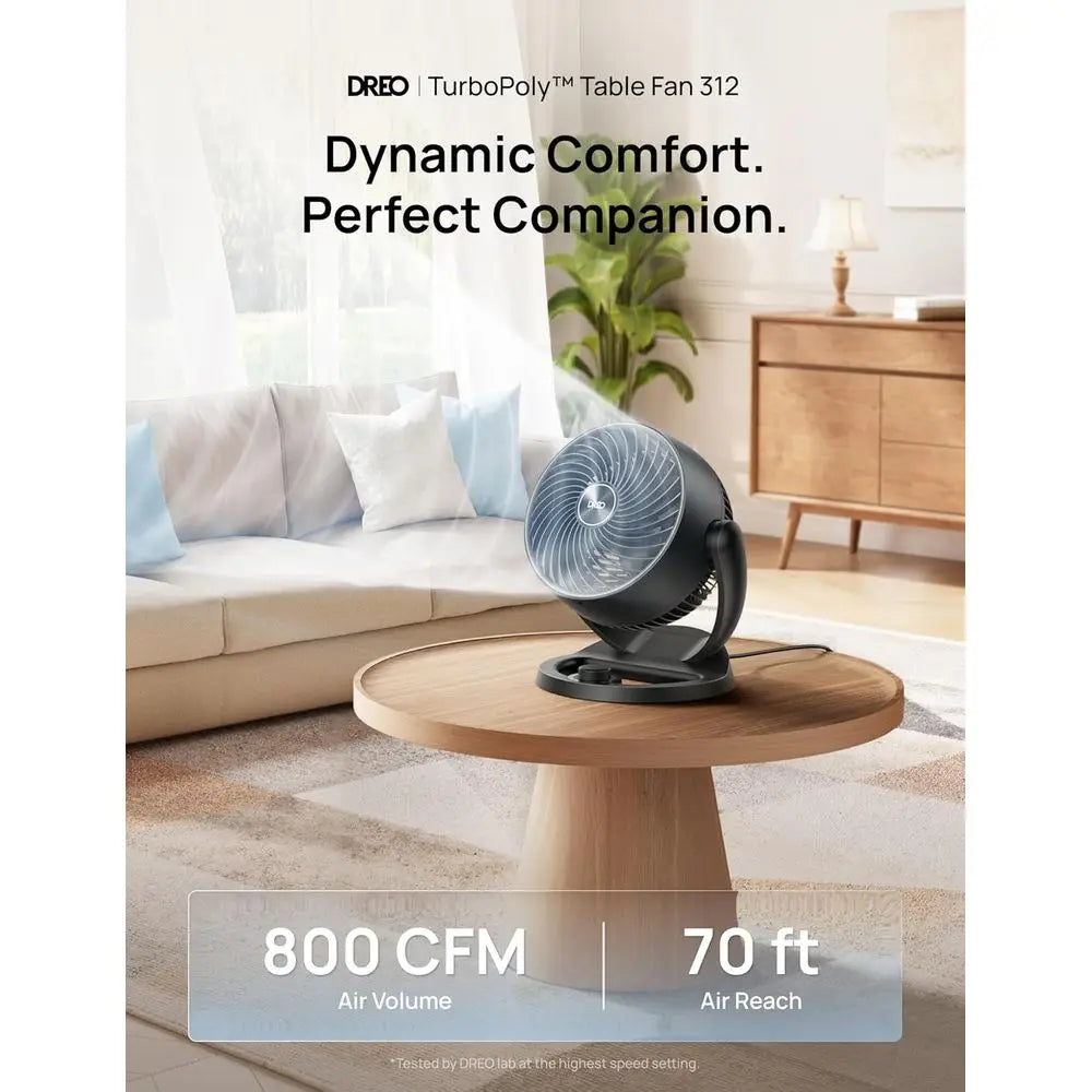 12-Inch 70ft Airflow Quiet 28dB Adjustable Tilt 3-Speed Table Fan for Bedroom, Home, Office, Kitchen