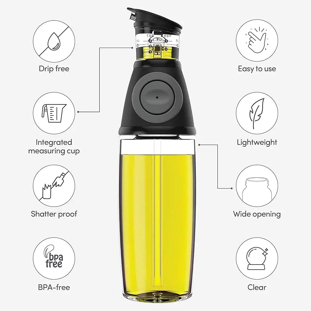 Olive Oil Dispenser Bottle With Pump - Oil Dispenser For Kitchen, Glass Oil And Vinegar Dispenser Set, Measured Cruet For