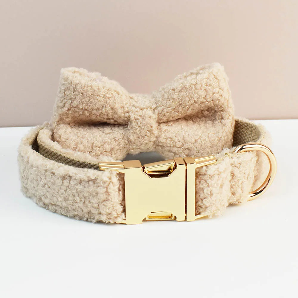 Luxury Personalized Dog Collar Harness Leash set custom，custom Logo detachable dog bow tie collar，dog collar leash diy