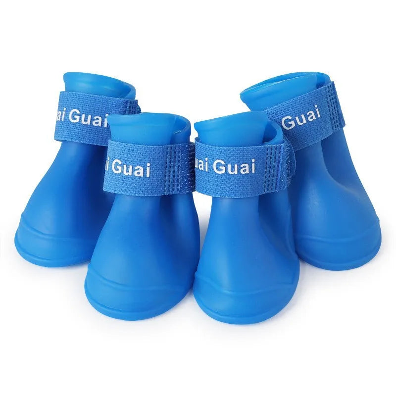 4Pcs Pet WaterProof Rainshoe Anti-slip Rubber Boot For Small Medium Large Dogs Cats Outdoor Shoe Dog Ankle Boots Pet Accessories