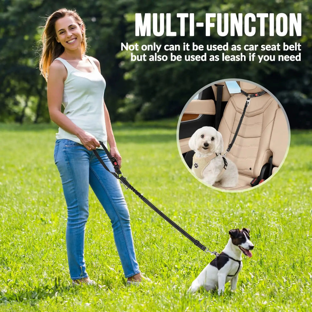 Dog Seat Belt for Car Elastic Headrest Restraint Pet Seatbelt Adjustable Safety Tether Shock Absorb Bungee Dog Leash Reflective