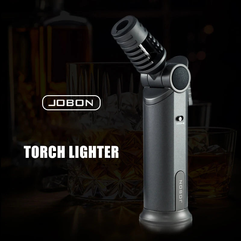 JOBON Strong Blue Flame Lighter 360° Inverted Ignition Rotatable Nozzle Safety Lock Design Inflatable Lighters