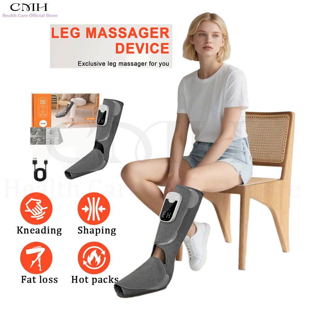 CMH Half Leg Massager with Heat - Air Compression for Foot, Calf & Thigh Muscle Relaxation, Pain Relief, Swelling, Edema & RLS