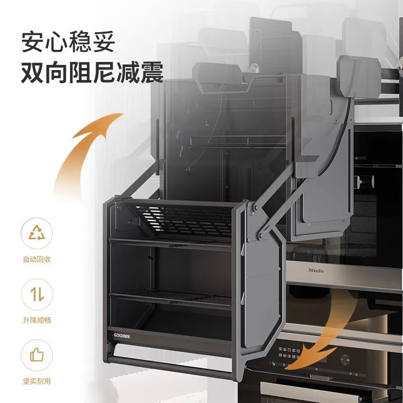 Cabinet Organizer Large Capacity Pull-Down Storage	Cabinet Shelf Dish Spice Rack Inner Space Saver Wall-mounted Pull-Out Shelf