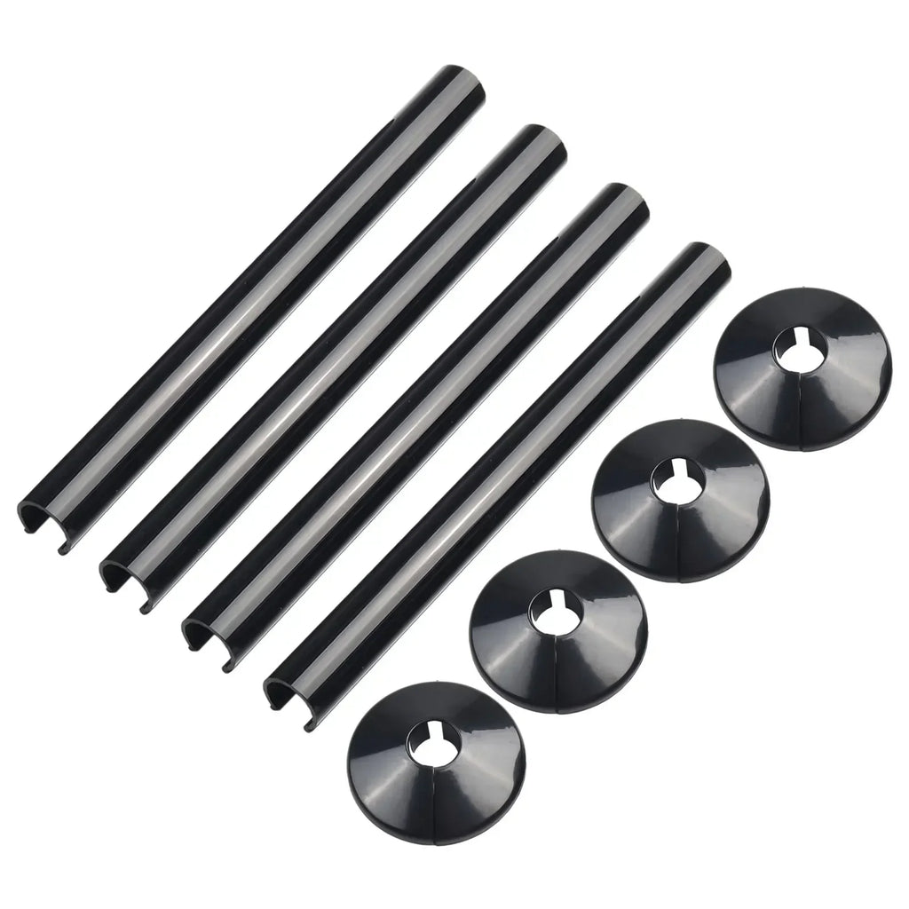 4 Set Pipes Radiator Pipe Covers Sleeve 15mm Collars Cut Fit Bathroom Chrome Black Plastic Decorative Covers Faucet Accessories