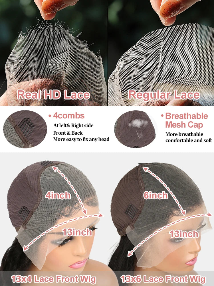 Brazilian Bone Straight 13x6 Lace Front Wig Remy For Black Women 40 46 Inch 300 Density 13x4 Hd Lace Frontal Human Hair Wig 100%