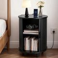Round End Table Storage Charging Station Fluted Nightstand Small Spaces, Customized