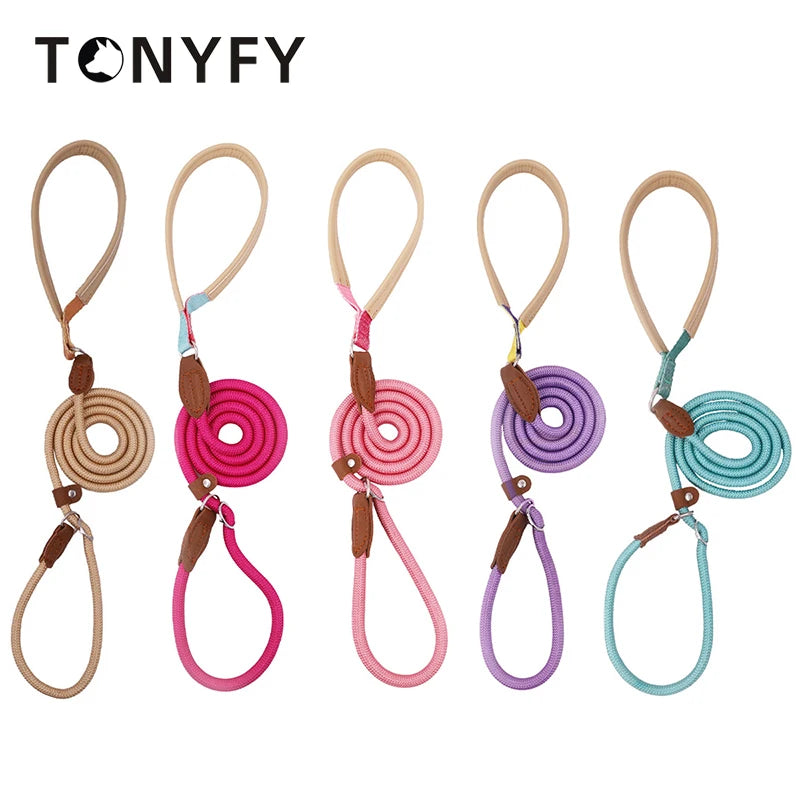P Chain Dog Training Leash Collar Anti-Choking Easy Ctrl 150cm Nylon Rope for Large Medium Small Dog Walking Pet Accessories