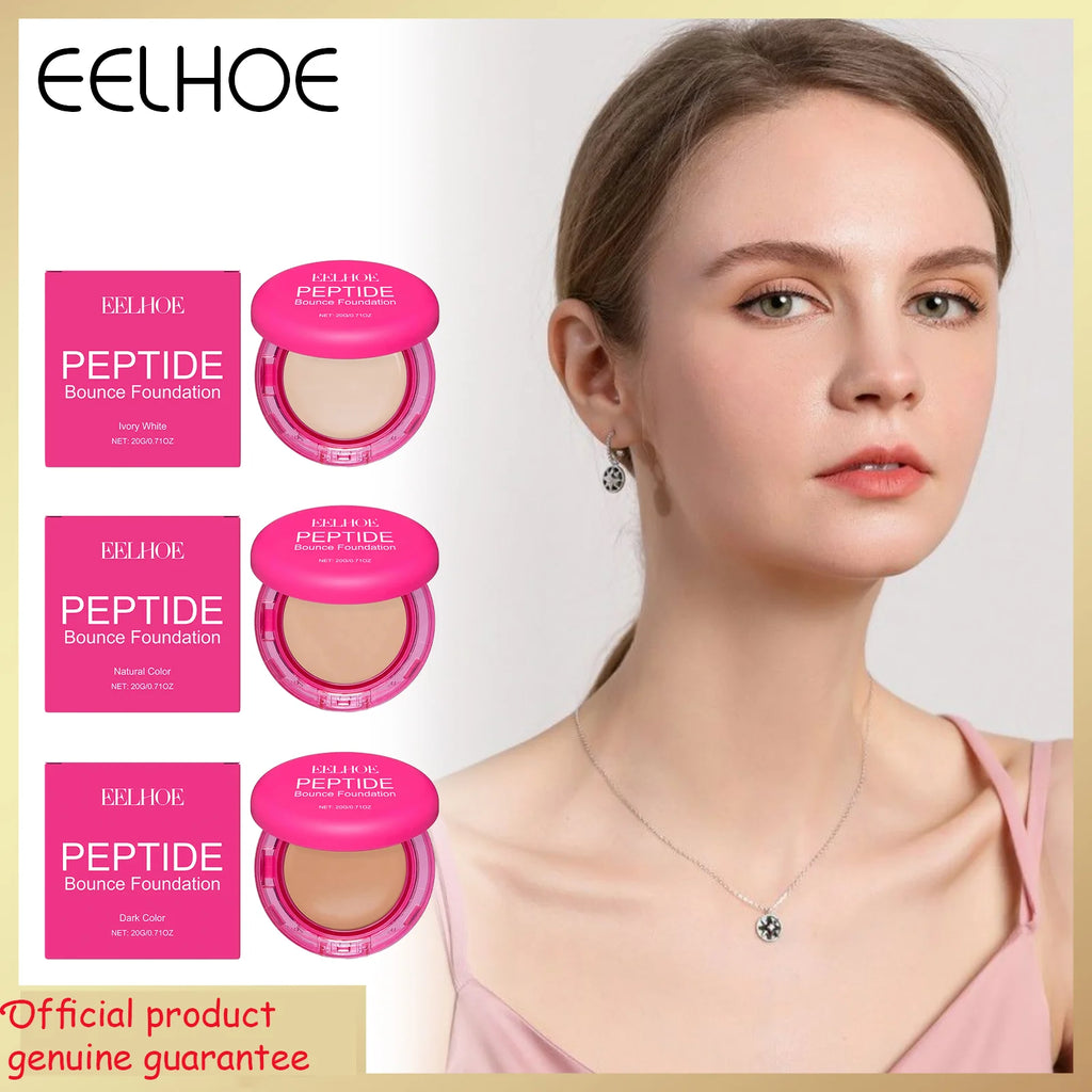 EELHOE Peptide Bounce Foundation Cream Full Coverage Long-Lasting Moisturizing Brighten Skin Tone 3 Colors