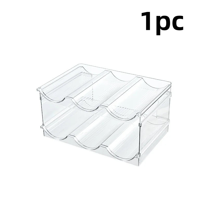 1pcDouble layer stackable cup holder for cabinets, kitchen storage and refrigerator, plastic refrigerator wine rack