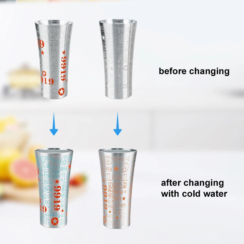 Color Changing Aluminum Cup Anti-fall Aluminum Beer Aluminum Cup Metal Cola Cold Drink Cold Drink Milk Juice Cup Water Bottle