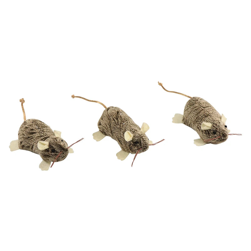Brown mouse plush cat toy with leaky food function interactive play pet toy