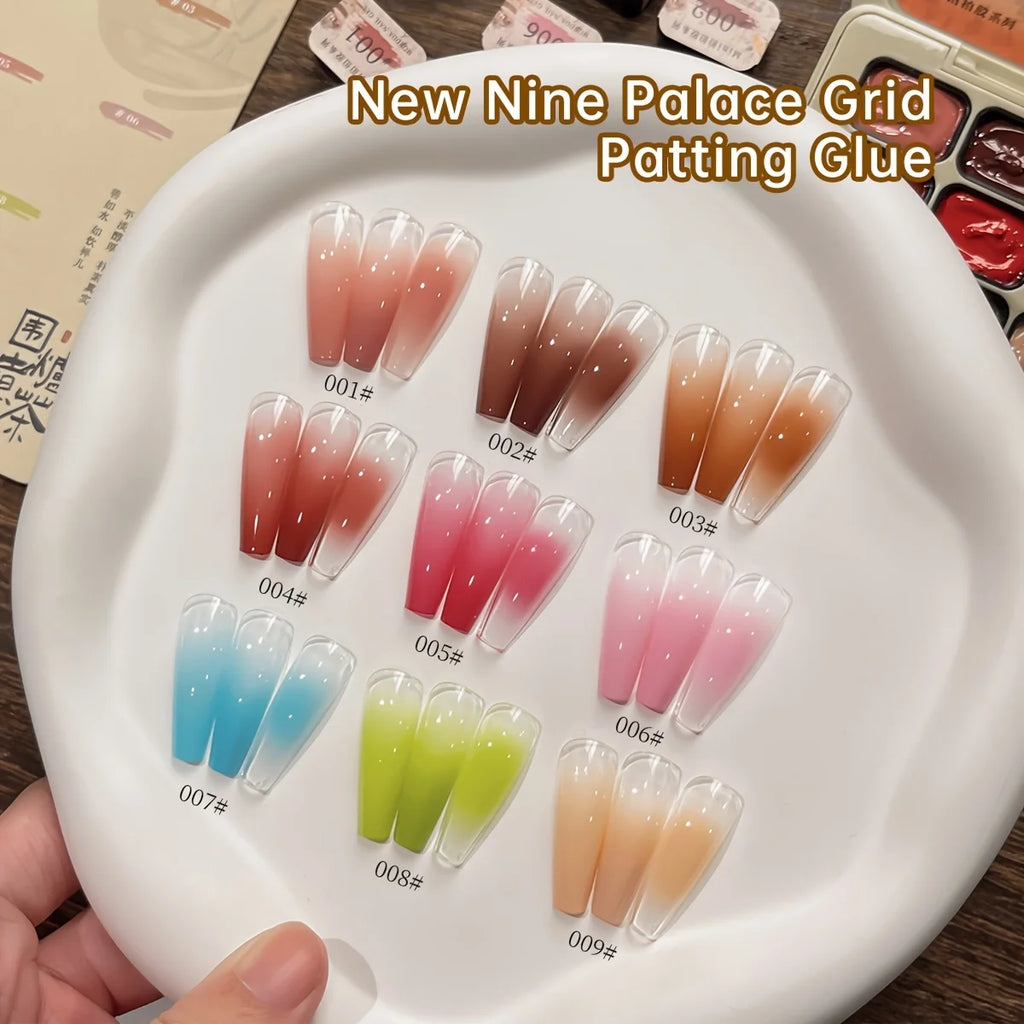MORDDA 9pcs Gradient Patting Gel Set, Easy Ombre Nail Art Design for DIY Beginners & Salon Professionals, with Premium Finish